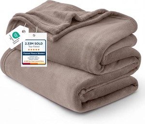 $23 Bedsure GentleSoft Fleece Throw XL Blanket Light Brown - 300GSM Soft Lightweight Plush Cozy Blankets for Bed, Sofa, Couch, Travel, Camping, 50x70 inches