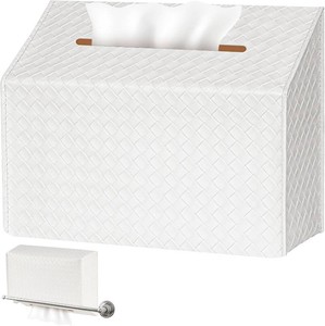 NiHome PU Leather Tissue Box Cover for Kleenex Hand Towels, White
