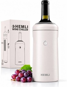 $34 Wine Bottle Chiller Insulator Sleeve, Keeps Wine and Champagne Cold for 12 Hours, Vacuum Insulated Wine Bottle Cooler