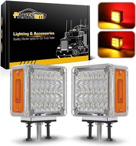 $40 Partsam 2X Square Double Face LED Pedestal Light Cab Fender Turn Signal Light for Truck Towing Trailer,Dual Face LED Stop Turn Tail Parking Light Replacement for Trucks