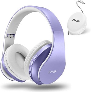 $26 ZIHNIC Bluetooth Headphones Over-Ear, Foldable Wireless and Wired Stereo Headset Micro SDTF, FM for Cell Phone,PC,Soft Earmuffs &Light Weight for Prolonged Wearing (Purple)