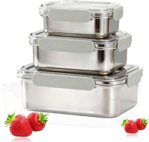 $37 Stainless Steel Food Storage Containers, Silver, Combo