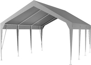 $290 12x20 ft Heavy Duty Carport with Frame (Grey)