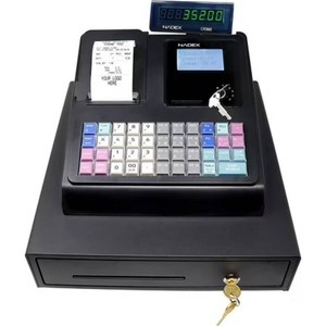 $390 Nadex CR360 Cash Register, 4700 Lookups 50 Dept 50 Clerks, Quick Load Thermal Printer, Compact Size, Cash and Coin Drawer, Black