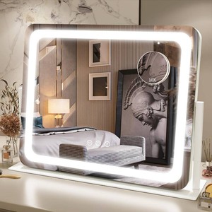 FENNIO Vanity Mirror with Lights 22x17 Makeup Mirror with Lights,Vanity Mirror Touch Screen with 3-Color Lighting,Dimmable,for Vanity Desk Tabletop
