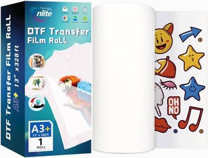 Enlite DTF Transfer Film Rolls 13 x 328 ft - Premium A3 DTF Film Rolls, Direct to Film Transfer Film for T-Shirt Textiles with One Side Aqueous Coating, High Ink Receptivity and Stability