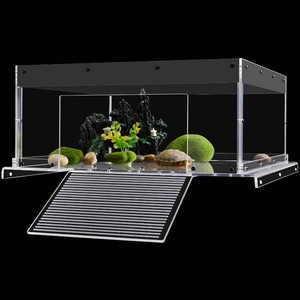 $113 Upgraded Turtle Basking Platform & Dock, Acrylic Turtle Ramp, Non-Slip Surface & Easy-Climb, Fits 17-19 Inch Wide Aquariums