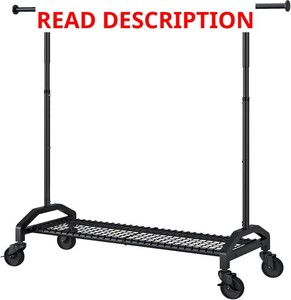 Wiracks Heavy Duty Clothes Rack for Hanging Clothes 350lbs Clothing Rack 3 industrial Wheels 51 to 71 W x 16.53 D x 65 to 69 H Adjustable Rolling Clothes Rack Coat Rack Garment Rack Black