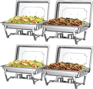 $140 Chafing Dishes for Buffet Set   4 Pack Chafers & Food Warmers with Lids