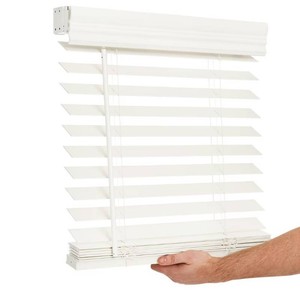 Lotus & Windoware Cordless 2 Faux Wood Room Darkening Horizontal Blind, 43 W x 48 L, Soft White, Smooth