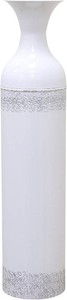 Hosley 24 Inch High White wash Metal Bottle Floor Vase. Ideal for Country Farmhouse Setting, Wedding Gift Special Occasion Home Office Dried Floral Arrangements