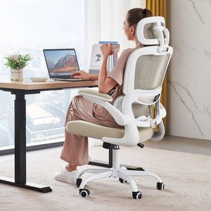 $150 TRALT Office Chair Ergonomic Desk Chair with Lumbar Support Beige, 1