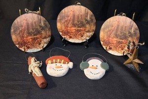 Country Style Wooden Christmas Ornament Mixed Lot