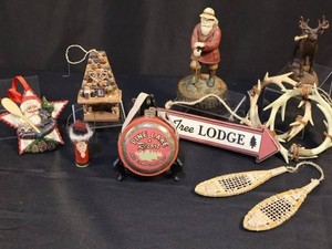 Rustic Lodge & Cabin Decor Mixed Lot - Deer, Snowshoes & Ornaments