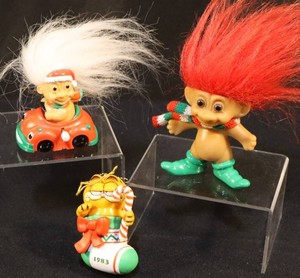 Merry Little Trolls & 1983 Garfield Ornament Mixed Lot - 3 Pieces
