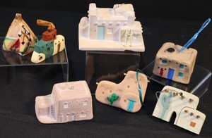 Vintage Southwestern Adobe Pueblo Ornaments (Lot of 7)