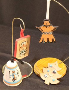 Native American-Inspired Southwestern Folk Art Ornaments (Lot of 4)