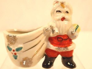 Vintage 1950s Ceramic Santa Claus Toothpick Holder