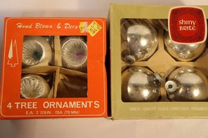 Vintage Silver Glass Indented Reflector Christmas Ornaments (Lot of 8)