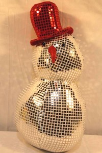 Mirrored Mosaic Snowman Discoball Decor - 26in