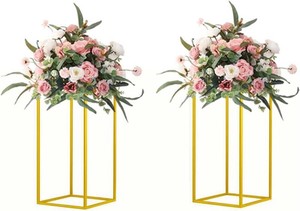 15.75inch 2 pcs Column Vases Gold Centerpieces for Table Metal Flower Stand Gold Wedding Centerpieces for Tables Party Floral Stands for Flowers
