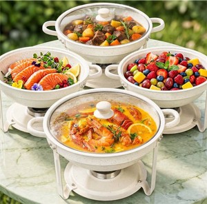 $139 Chafing Dishes for Buffet, 4Pack Round 6QT Stainless Steel Chafing Dish Set
