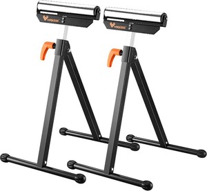 WORKESS Folding Roller Stand, Adjustable Height Material Rolling Stand for Woodworking, 132 LB Load Capacity, 2 Pack