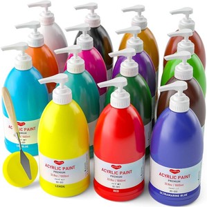 Smallbudi 15 Colors Large Bulk Acrylic Paint Set 33.8oz1000ml for Artists