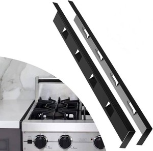 2Pcs Adjustable234-26 Stove Gap Cover Range Gap Filler 316 Stainless Steel Counter Trim Kit Between Stove Edge and Counter Dont Melt Like Silicone Heat Resistant and Easy to Clean (black)
