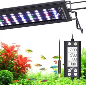 SEAOURA WRGB DIY LED Aquarium Light with Thermometer for 24-30in Fish Tank