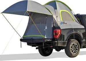 $160 JOYTUTUS Pickup Truck Tent 6.5ft Bed Tent with Removable Awning, Waterproof PU2000mm Double Layer for 2 Person, Portable Truck Bed Tent - Green, Aluminum Pole