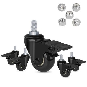 Hirate 2 inch Brake Caster with 38-16UNC Threaded Stem Wheel Replacement