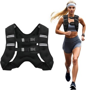 Poudee Weighted Vest, 6lb8lb10lb12lb16lb20lb25lb30lb Weight Vest for Men Women, Body Weight Vests Adjustable with Reflective Stripe for Strength Training, Running, Workout, Jogging, Walking