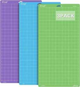 Ecraft 12x24 Cutting Mat 3-Pack (Standard, Light, Strong) Compatible with Cricut Maker 34Maker, Explore 34Air 2AirOne, Variety Adhesive Sticky Cutting Mats Accessories