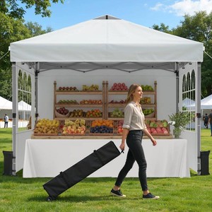 $140 Raynesys 10x10ft Pop Up Canopy Tent with Sidewalls for Events, Parties