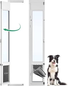 $210 3 Flap Large Dog Door for Sliding Glass Door, Openable Pet Door for Sliding Glass Doors, Adjustable 75 78 to 81 Slider Height-Large