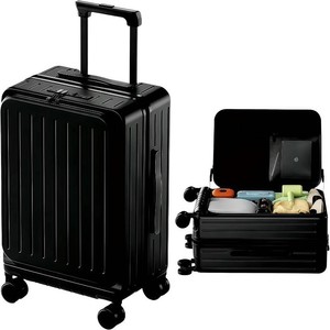 20-Inch Front Opening Hardside Carry On Luggage, Black