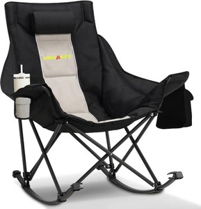 Unisakey Oversize Foldable Rocking Camping Chair300lbs Capacity,Light Gray