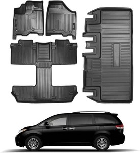 $156 Car Floor Mats and Cargo Liner Compatible for 2011-2020 Toyota Sienna 7 Seats Trunk Liner All Weather TPE Floor Liner for 2011 2012 2013 2014 2015 2016 2017 2018 2019 2020 Toyota Sienna Accessories