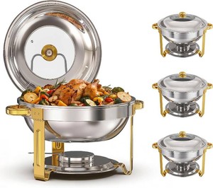 $120 Chafing Dishes for Buffet 4 Pack, 7QT Food Warmers for Party with Glass Lid