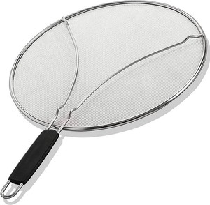 Splatter Screen for Frying Pan - 15 Inch Stainless Steel Grease Splatter Guard - Cover Oil Splash when Sizzling Bacon, Cooking Fried Chicken or Popcorn