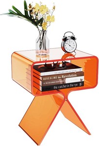 $119 Acrylic Nightstand Bedside Side Table, 39 x 30 x 45cm, Orange