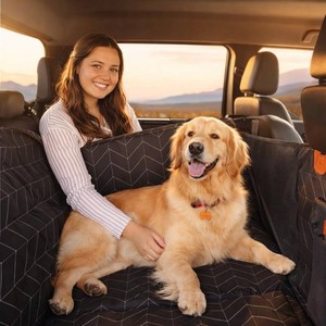 Boops & Floofs Back Seat Extender for Dogs   Converts to Half Seat for Passengers, Hard Non-Slip Bottom, 400lb Support, Waterproof Hammock, Car SUV Truck