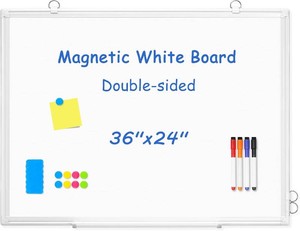 Double-Sided White Board Dry Erase Magnetic Whiteboard Wall 36x24, White