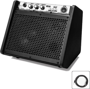 Coolmusic DM20 20W Bluetooth Personal Monitor Amplifier Electric Drum Amplifier Speaker,Keyboard Speaker with USB Interface(Including E-Drum Noise-Reduction Cable) (Black)