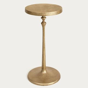 Vintage Brass Cast Iron Side Table Round Accent Table for Living Room