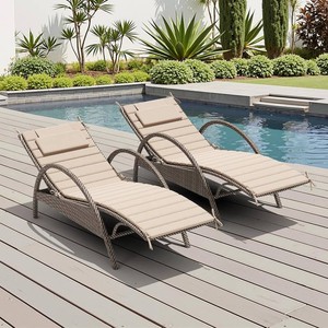 Crestlive Foldable Chaise Lounge Cushions Outdoor with Headrest, 71x21