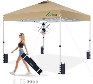 $120 10x10 Pop Up Canopy Tent, Easy Setup Shelter, Khaki
