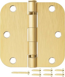 30 Pack Satin Brass Door Hinges 3.5 Inch with 58 Radius Corners