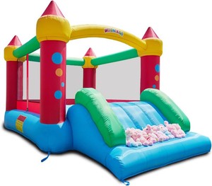 $190 WeeOneKids Air Bounce House, Inflatable Bouncer with Air Blower and Slide, Jumping Family Backyard Bouncy Castle with Extra Thick Material (Red Yellow&Blue)